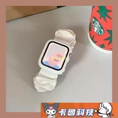 【熱賣精選】適用蘋果手錶iwatch643代大腸圈奶白錶帶apple watch5/se女生可愛