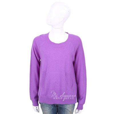 現貨熱銷-ALLUDE 喀什米爾坑條口袋細節紫色針織羊毛衫 1740249-04