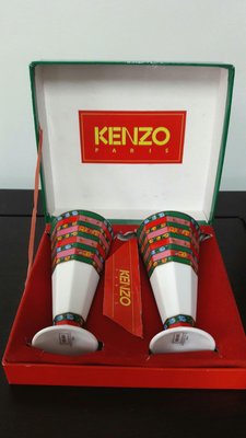 (二手生活用品)日本高田賢三Kenzo八角造型高腳杯一對(含原裝紙盒)(藝220)