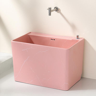 日本田又粉色巖板紋理拖把池陶瓷家用陽台衛生間落地式拖布池水槽~優樂美