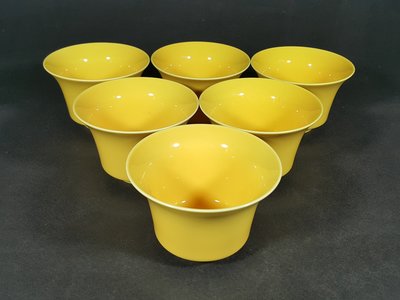 [銀九藝] 早期二手 鶯歌陶瓷 瓷器 黃釉茶杯 茶碗 六件一標 (2)