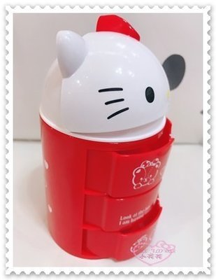 ♥小花花日本精品♥ Hello Kitty 三層桌上型置物筒 收納筒 紅色 愛心 小熊 蘋果 點點 12037100