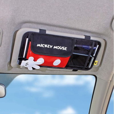 米奇 車用遮陽板置物收納袋.手機.卡片.小物... DISNEY MICKEY 迪士尼授權正版