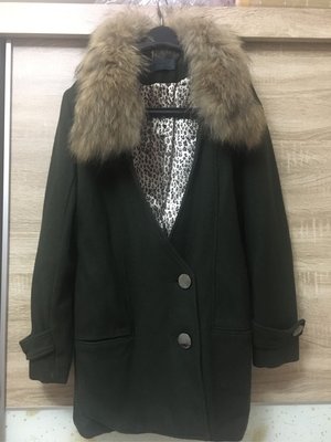 Moussy 橄欖綠修身西裝外套 （毛可拆）