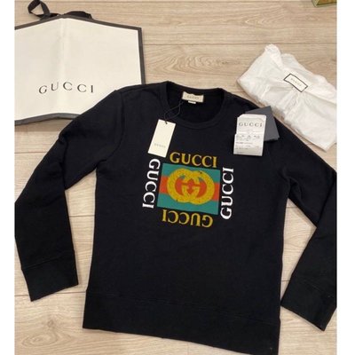 Gucci 方塊logo 黑色 衛衣 專櫃34900 台灣專櫃貨