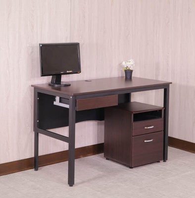 120公分低甲醛附抽屜穩重型工作桌(送免組裝櫃) 電腦桌 書桌 辦公桌 型號DE1206-DR+