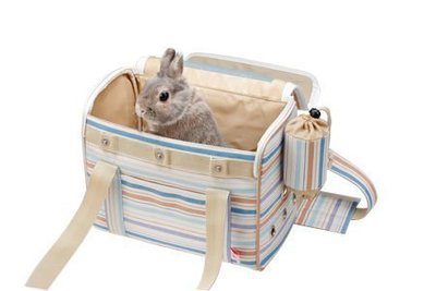 ☆米可多寵物精品☆日本Marukan條紋兔兔用MR-273粉MR-274藍寵物外出提袋提籃背袋 二色