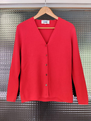 中國新彊品牌 天山 暖紅色 100% Cashmere 喀什米爾山羊絨柔軟保暖V領長袖羊毛衣外套-女