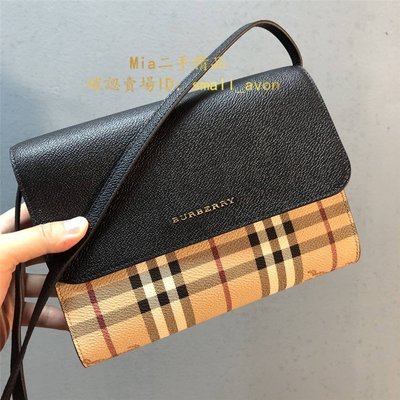 Mia二手 Burberry 博柏利 正品 Haymarket格紋小方包 斜挎包40609731 WOC鏈條包 實拍