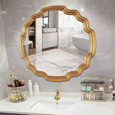 【熱賣精選】 2022北歐美式復古浴室鏡玄關壁爐裝飾鏡洗漱鏡造型梳妝鏡壁掛鏡子