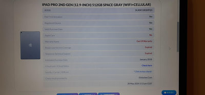蘋果 Apple iPad Pro2 2 12.9吋 512GB(A1671)-太空灰 只有測一直重複開機 品相如圖 其餘不詳 平板電腦零件機