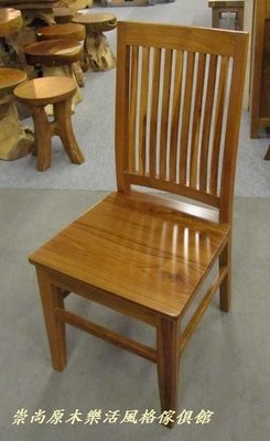 柚木直線條餐椅. 書桌椅 ~ 簡約直線條設計