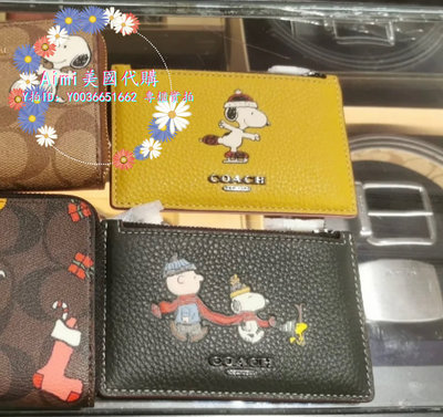 Aimi美國代購 Coach CE713 蔻馳新款Snoopy史努比女士卡包 卡夾 零錢包 附購證 商品吊牌標籤