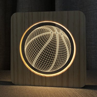 籃球木頭亞克力小夜燈亞馬遜爆款 創意新款電子產品 FS-A2931W