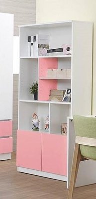 【風禾家具】HGS-466-11@EML系統板兒童粉色2.8尺開放式書櫃【台中市區免運送到家】書架 收納櫃 台灣製造傢俱