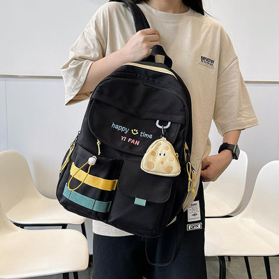 韓版日系雙肩包新款清新甜美簡約背包潮酷時尚休閑中學生書包