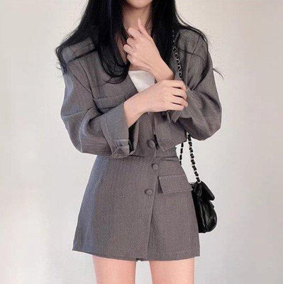 新品 韓國時尚氣質兩件式套裝短款西裝外套+半身裙短裙