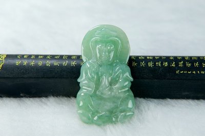 [Disk水晶][平安如意]老坑冰飄陽綠翡翠寶瓶觀音菩薩雕墜GU-32