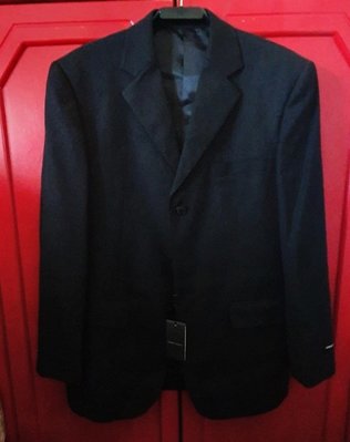 【GIORGIO ARMANI】全新~黑色(羊毛+絲100%)西裝外套 32/48號