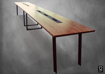 【12LOFT 工業風 客製化復古風傢俱】 會議桌- 原木  置物櫃 書桌 辦公桌 會議桌【E-D228】