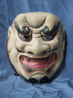 日本航萊品 獅子口能面面具和紙置物擺件 年代老物 尺寸細節如