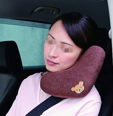 日本進口 好品質小熊汽車座椅安全帶靠墊靠枕睡枕墊減輕頸部的負擔支撐脖子頸部睡覺休息抱枕小朋友大人都可用枕頭 5955c