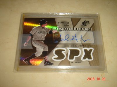 美國職棒 Dodgers Adrian Gonzalez  2007 SPx  球員卡 簽名卡