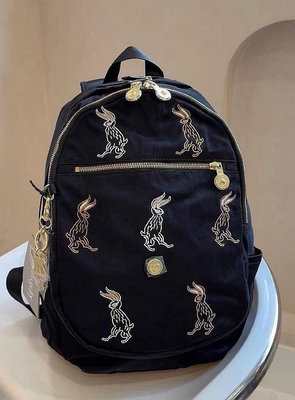 現貨直出 現貨 Kipling 猴子包 K15016 Bunny 刺繡 兔子拉鍊款多用輕量雙肩後背包 防水 限時優惠 明星大牌同款