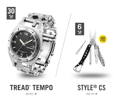 【EMS軍】Leatherman TREAD TEMPO 工具手鍊錶-(公司貨)#832421 (銀)