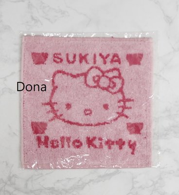 🌸Dona代購🌸現貨 日本正版 Hello kitty凱蒂貓 SUKIYA粉紅色 小方巾/小毛巾 C21
