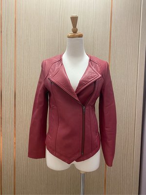 設計師品牌#黃淑琦#皮衣#外套#桃紅色#長袖外套#