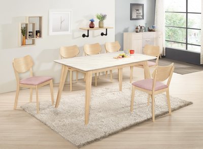 【N D Furniture】台南在地家具-北歐風格洗白色橡膠木實木腳座人造石面150cm餐桌MC