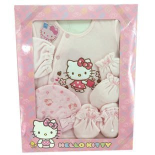 ♥小公主日本精品♥ Hello Kitty 兩用禮盒 兩用套 嬰兒帽 手套 腳套 彌月禮盒 55020107