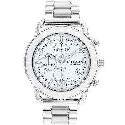 COACH   陶瓷錶圈計時手錶 男錶-44mm-CO14602594 白