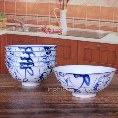 INPHIC-陶瓷餐具青花瓷碗中式6吋麵碗湯碗套裝廚房餐飲用具