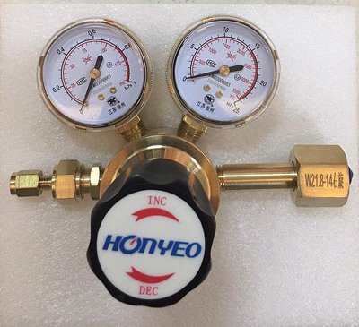 增壓閥honyeo鴻業減壓閥YQJ-1全銅單級氮氣氦氣氬氣氧氣甲烷標氣減壓器