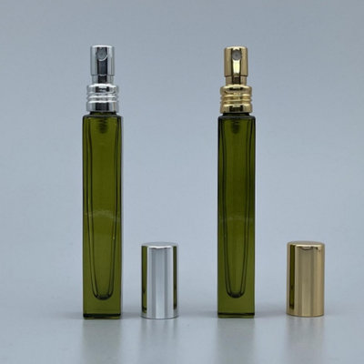 香水 補充噴瓶 補充空瓶10ml-綠色玻璃/四角瓶身(銀噴附銀蓋/金噴附金蓋)有2色可選擇，下單前請先詢問貨量