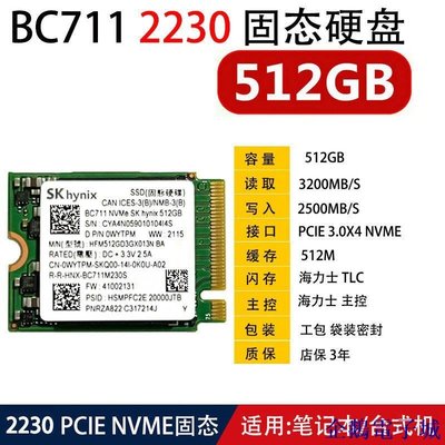 溜溜雜貨檔SK海力士BC711 256G 512G 2230 PCIE NVME筆記本臺式機固態硬碟M2 DW2M