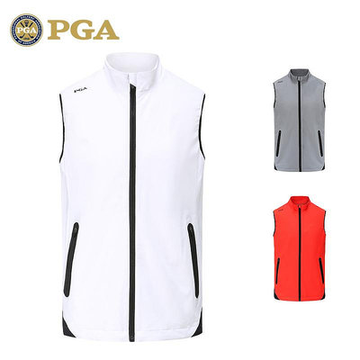 美國PGA 秋冬季高爾夫馬甲 男士服裝 運動外套 網格內里男裝