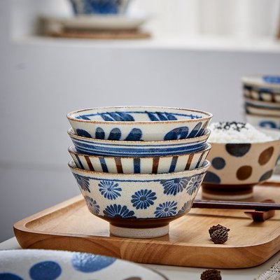 日本進口餐具南國系列釉下彩米飯碗家用日式飯碗陶瓷餐具套裝碗盤