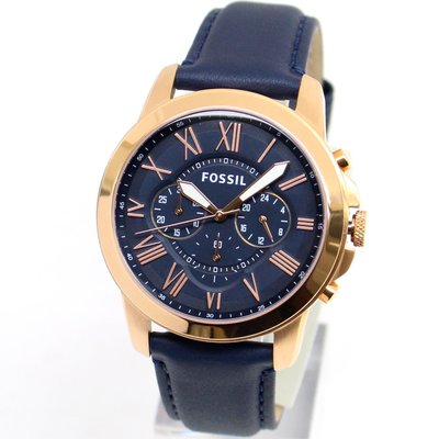 現貨 可自取 FOSSIL FS4835 手錶 44mm 皮帶 深藍色錶盤 三眼計時 男錶女錶