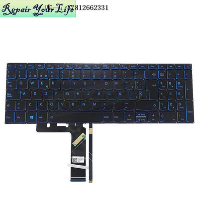 電腦零件適用聯想lenovo L340-15 L340-15API IWL 筆記本鍵盤 SP 藍字背光筆電配件