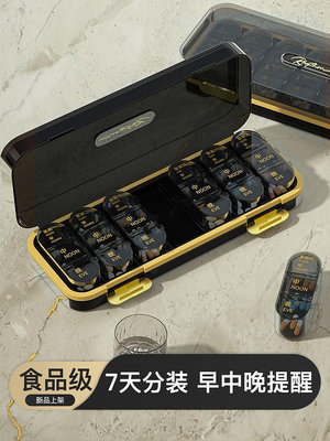 日本MUJIE藥品分裝盒7天藥盒便攜式分藥早午晚提醒隨身密封防潮