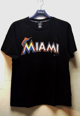 MLB Majestic美國大聯盟 新款設計 馬林魚隊伍LOGO短袖T恤 黑