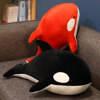 新款熱銷 鯨魚毛絨玩具虎鯨娃娃海洋玩偶紅色海豚公仔床上睡覺大號抱枕男生 動漫星城周邊玩偶