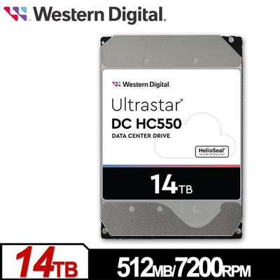 WD Ultrastar DC HC550 14TB 3.5吋企業專用硬碟【風和資訊】