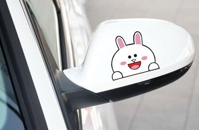 [嗶嗶嗶] LINE - 兔兔 後照鏡對貼 汽車機車 後檔玻璃貼紙 流行車貼 行李箱 車身車尾 遮刮痕 裝飾 熊大 現貨