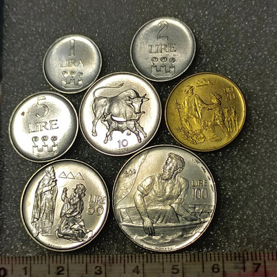 【二手】 圣馬力諾1972年7套幣 1－100里拉 4鋁1銅2鎳 b902 外國錢幣 硬幣 錢幣【奇摩收藏】