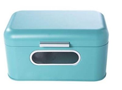 7672c 歐洲進口 限量品 歐式防鏽金屬藍色麵包盒點心甜點餅乾食物可視收納盒儲物盒防塵雜物雜貨收納箱送禮禮品