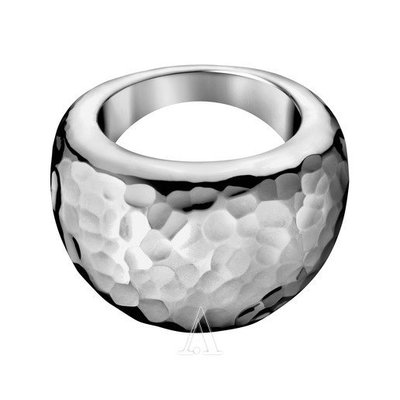CK 全新專櫃正品 女款個性戒指 不鏽鋼鈦鋼 Calvin Klein 銀色敲打紋 零碼出清 6號